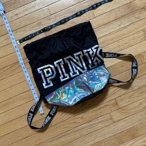 Black and Holographic PINK Backpack